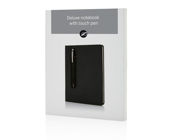 Carnet A5 à couverture rigide en PU avec Stylo tactile Noir - XD Collection P773.311