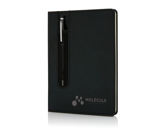 Carnet A5 à couverture rigide en PU avec Stylo tactile Noir - XD Collection P773.311
