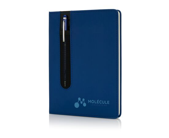 Standard hardcover PU A5 notebook with stylus pen Dark blue - XD Collection P773.315