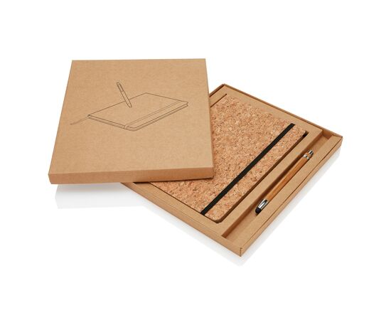 Carnet de notes en liège avec stylo en bambou A5 Brun - XD Collection P773.779