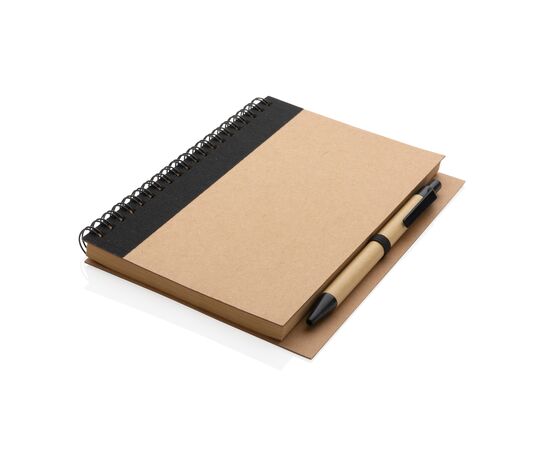 Kraft spiraal notitieboekje met pen Zwart - XD Collection P774.261