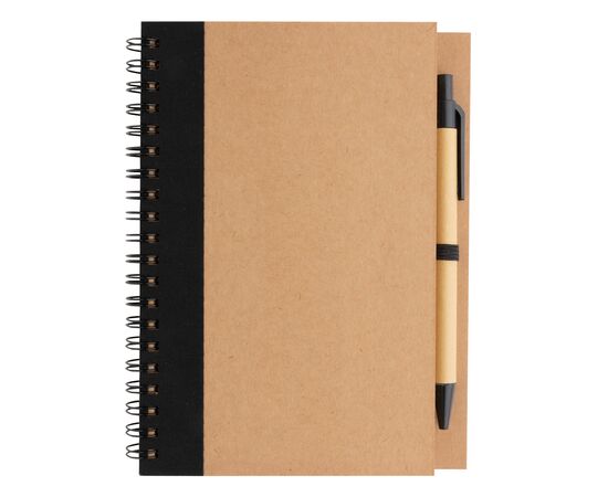 Kraft spiraal notitieboekje met pen Zwart - XD Collection P774.261