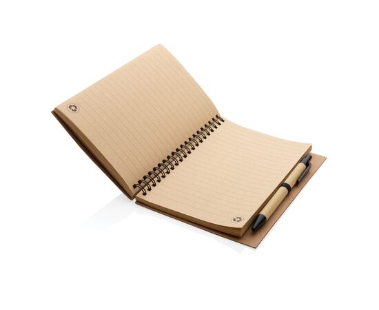 Kraft spiraal notitieboekje met pen Zwart - XD Collection P774.261