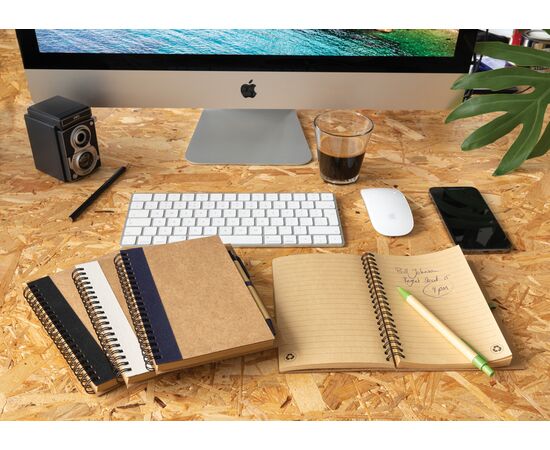 Kraft spiraal notitieboekje met pen Zwart - XD Collection P774.261