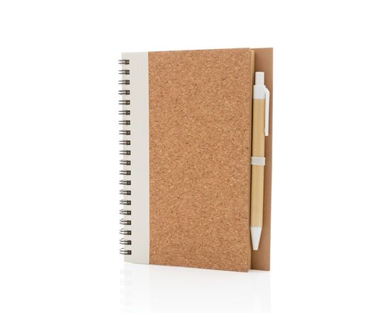 Kork Spiral-Notizbuch mit Stift Weiß - XD Collection P774.273