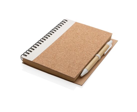 Kork Spiral-Notizbuch mit Stift Weiß - XD Collection P774.273