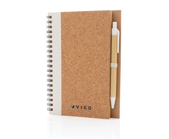 Kork Spiral-Notizbuch mit Stift Weiß - XD Collection P774.273