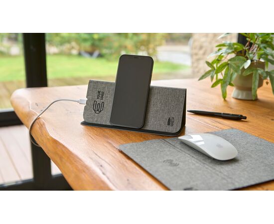 rPET wireless fast charger mousemat Selene Grey -  1015147.003
