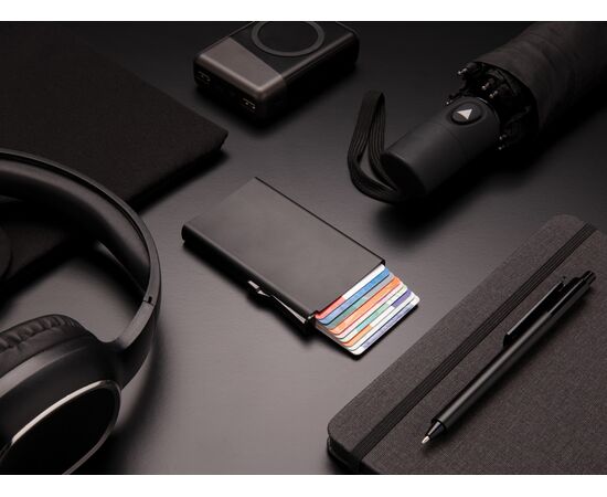 Porte cartes anti-RFID en aluminium Noir - XD Collection P820.041
