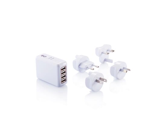 Adaptateur de voyage avec 4 ports USB Blanc - XD Collection P820.373