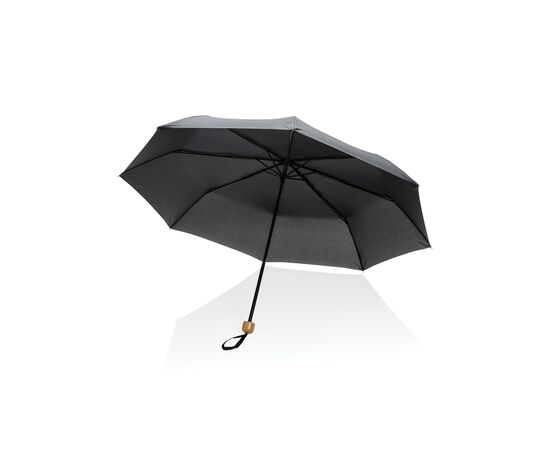 20.5" Impact AWARE™ RPET 190T pongee bamboe miniparaplu Zwart - XD Collection P850.571
