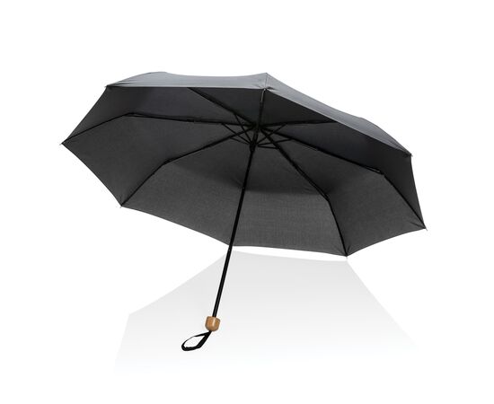 20.5" Impact AWARE™ RPET 190T pongee bamboe miniparaplu Zwart - XD Collection P850.571