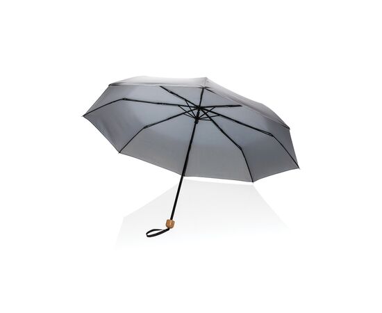 20.5" Impact AWARE™ RPET 190T pongee bamboe miniparaplu Antraciet - XD Collection P850.572