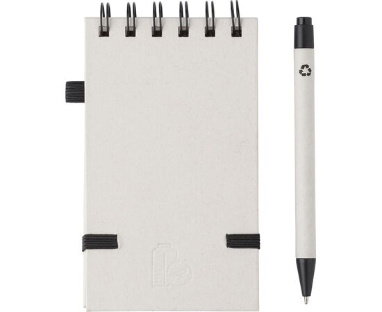 Carnet à spirale A6 en carton recyclé Martha Noir, Blanc -  1042892.040