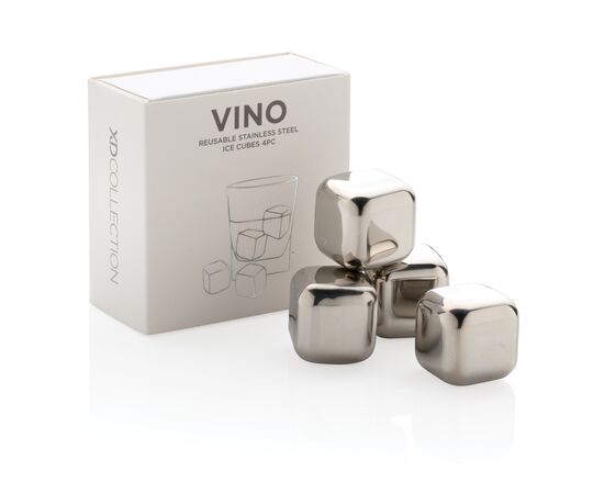 Herbruikbare RVS ijsblokjes 4st Zilver - XD Collection P911.082