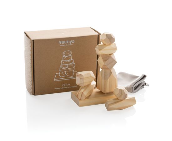 Ukiyo Crios wooden balancing rocks in pouch Brown - Ukiyo P940.299