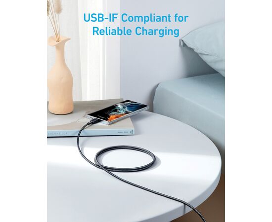 Anker USB-C naar USB-C kabel 1,8 meter 60W Grijs, Zwart - Anker RBA81F6G11