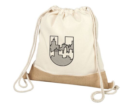 Delhi katoenen jute rugzak met trekkoordsluiting 5L Naturel, Naturel - Unbranded 12046900