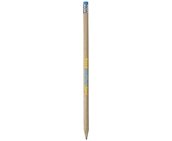 Cay houten potlood met gum Naturel, Process blauw - Bullet 10709702