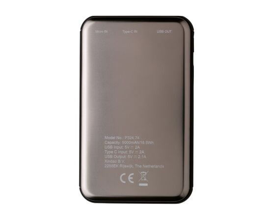 Pocket-size 5.000 mAh powerbank Grey, Black - XD Collection P324.742