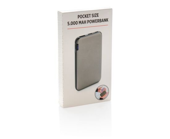 Pocket-size 5.000 mAh powerbank Grey, Black - XD Collection P324.742