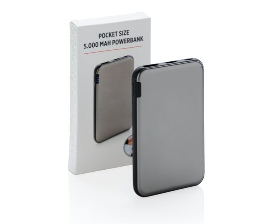 Pocket-size 5.000 mAh powerbank Grey, Black - XD Collection P324.742