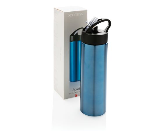 Bouteille d’eau avec paille Sport Bleu - XD Xclusive P433.165