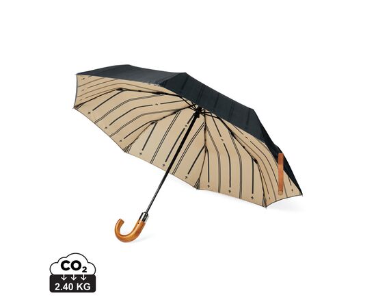 VINGA Bosler AWARE™ 21" faltbarer Schirm aus recyceltem PET Schwarz - Vinga V850011