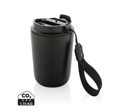 Cuppa RCS gerecycled rvs vacuümbeker met koord Zwart - XD Collection P435.021