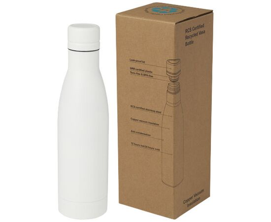 Vasa 500 ml RCS-gecertificeerde gerecyclede roestvrijstalen koperen vacuümgeïsoleerde fles Wit - Unbranded 10073601