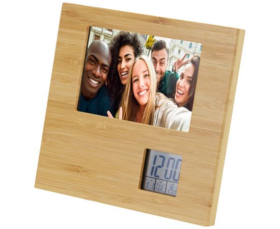 Sasa bamboe fotolijst met thermometer Naturel - Unbranded 10456006