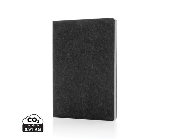 Phrase GRS-zertifiziertes A5-Notizbuch aus recyceltem Filz Schwarz - XD Collection P774.521