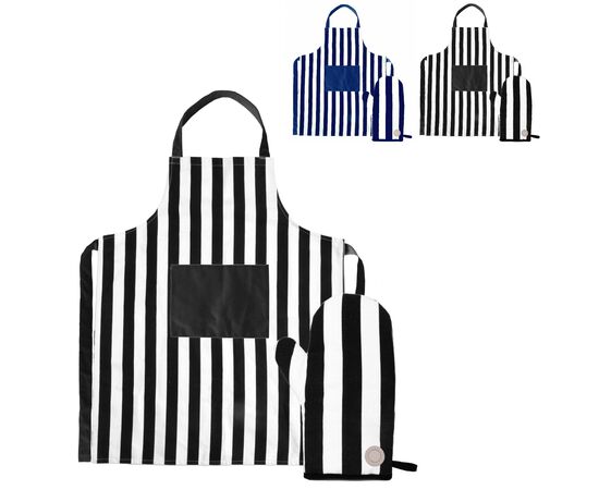 Sagaform Aron schort &amp; BBQ handschoen set Wit, Blauw - Sagaform LT52222-N0111