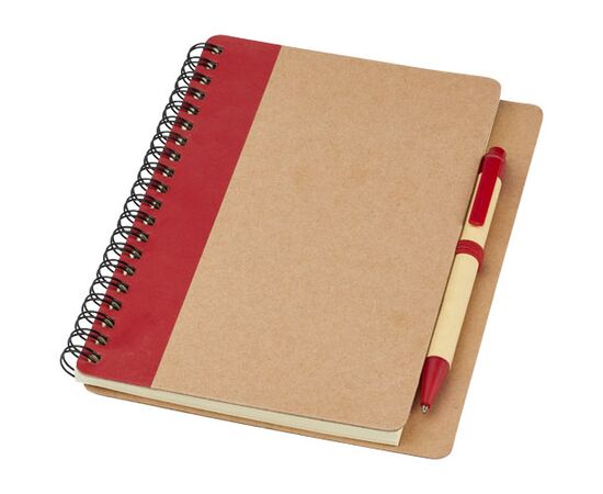 Priestly recycled notebook with pen Natural, Red - Unbranded 10626800