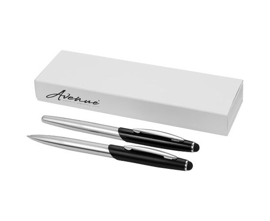 Geneva pennenset stylus balpen en rollerbalpen (blauwe inkt) Zilver, Zwart - Unbranded 10667000