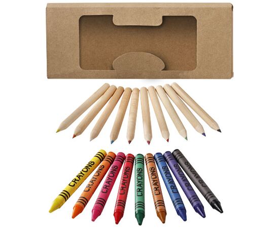 Lucky 19 delige set waskrijtjes en kleurpotloden Naturel - Unbranded 10678800