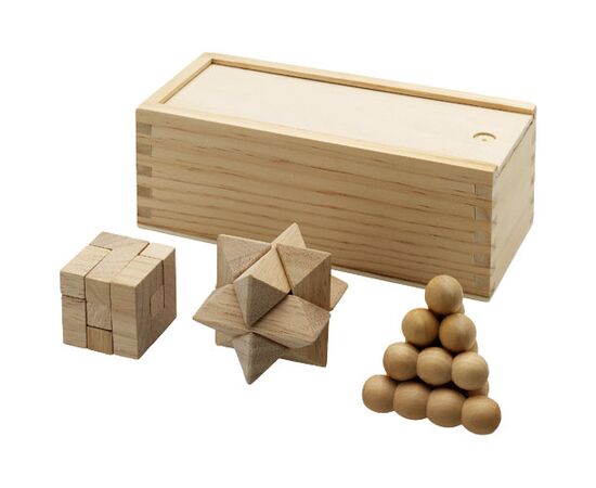 Brainiac 3-piece wooden brain teaser set Naturel - Unbranded 11002900