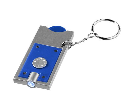 Allegro LED sleutelhanger met munthouder en lampje Koningsblauw, Zilver - Bullet 11809601