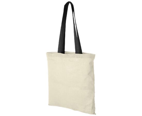 Sac coton Nevada 100 gr/m² avec poignées de couleur 7L Natural, Solid black - Unbranded 12013100