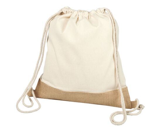 Delhi katoenen jute rugzak met trekkoordsluiting 5L Naturel, Naturel - Unbranded 12046900