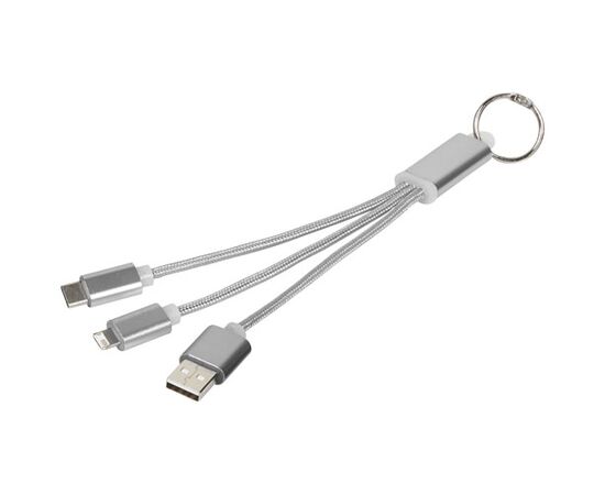 Câble de chargement 3-en-1 avec porte-clés Metal Argent - Unbranded 13496101
