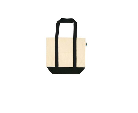 Fairtrade Shopper stevig OEKO-TEX® katoen gekleurde bodem en hengsels Zwart - MultiGift Fairtrade 998103