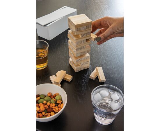 Deluxe tumbling tower wood block stacking game White - XD Collection P940.083