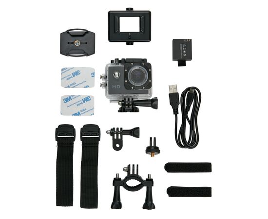 Action camera inc 11 accessories Black, Black - XD Collection P330.051