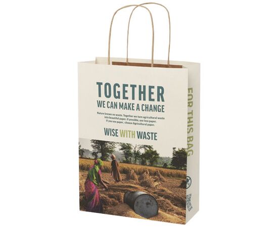 Papiertüte 150 g/m² aus landwirtschaftlichen Reststoffen mit gedrehten Griffen &#8211;  24 × 9 × 32 cm Off white - Unbranded 1ZM00201