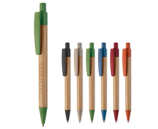  Stylo bille en bambou et paille de blé Bleu -  LT87284-N0011