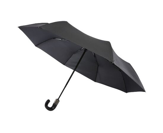 Parapluie Montebello de 21" pliable à ouverture/fermeture automatique, avec poignée courbe Noir - Luxe 10914690