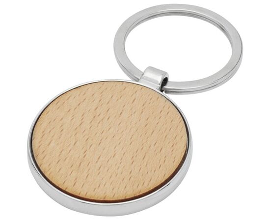 Moreno beech wood round keychain Natural  - Unbranded 11812371