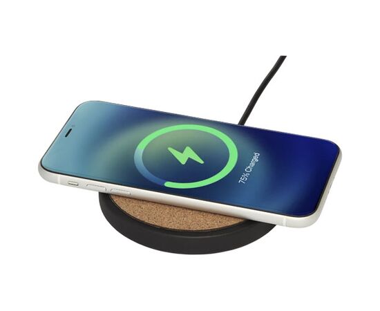 Kivi 10W limestone/cork wireless charging pad Solid black, Natural - Unbranded 12414190