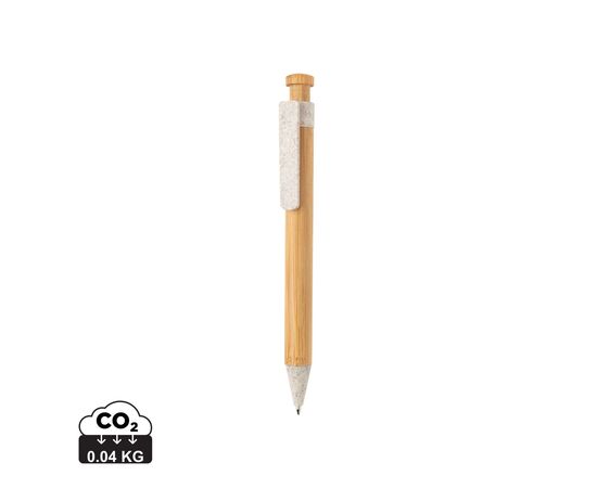 Bamboo pen with wheatstraw clip White - XD Collection P610.543